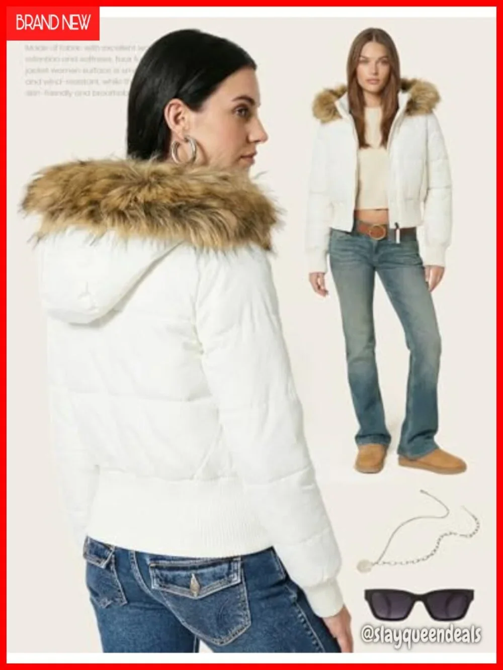 Cropped Puffer Jacket Hooded Winter Warm Coat